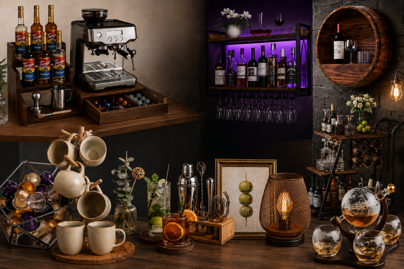 Top 15 Home Decor Items for Coffee Bars, Alcohol Bars, and Unique Tabletops